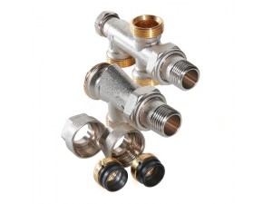 VT.225 Узел для нижнего подключения однотрубная система (комплект) 1/2"х50%х3/4" "евроконус" - фото - 1
