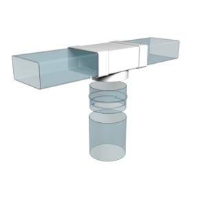 Соединитель Т-образный, плоских воздуховодов 60х204 с выходом на воздухораспределитель D100 - фото - 2