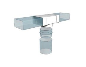 Соединитель Т-образный, плоских воздуховодов 60х204 с выходом на воздухораспределитель D100 - фото - 2