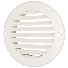 Решетка наружная вентиляционная круглая D136 с фланцем D100, цвет слоновой кости, ASA-пластик - фото - 1