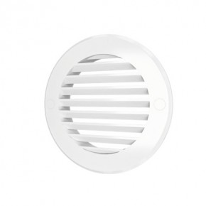 Решетка наружная вентиляционная круглая D136 с фланцем D100, ASA-пластик, цвет белый - фото - 1