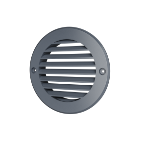 Решетка наружная вентиляционная круглая D136 с фланцем D100, ASA-пластик, серая - фото - 1