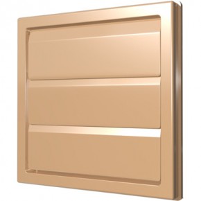 Решетка приточно-вытяжная с гравитационными жалюзями 150х150 с фланцем D100, бежевая - фото - 1