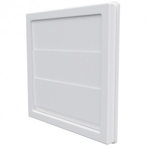 Решетка приточно-вытяжная с гравитационными жалюзями 150х150 с фланцем D100, белая - фото - 1
