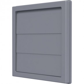 Решетка приточно-вытяжная с гравитационными жалюзями 150х150 с фланцем D100, серая - фото - 2