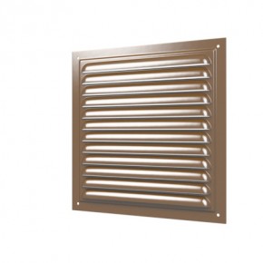 Решетка вентиляционная с покрытием полимерной эмалью с сеткой, 150х150, сталь, коричневая - фото - 1