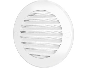 Решетка вентиляционная круглая с пластиковой сеткой D200 вытяжная, АБС-пластик, с фланцем D150 - фото - 1