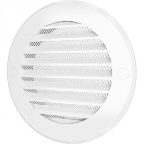 Решетка вентиляционная круглая с пластиковой сеткой D200 вытяжная, АБС-пластик, с фланцем D160 - фото - 1