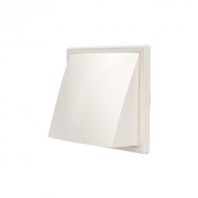 Выход стенной вытяжной с обратным клапаном 150х150 с фланцем, D100, ASA, цвет: слоновая кость - фото - 1