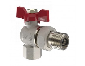 Кран шаровый угловой с пол.сгон В/Н V&G Optima 1/2" (бабочка) - 1 Кран шаровый угловой с пол.сгон В/Н V&G Optima 1/2" (бабочка) - фото - 1