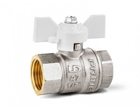 Кран шаровой латунный LD Pride 47.32.B-B.Б white(внутр/внутр резьба, бабочка) вода 8шт/кор - фото - 1