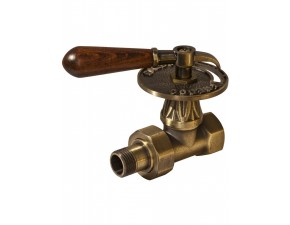 Вентиль RETRO style латунный 1/2 с дер.ручкой прямой - фото - 1