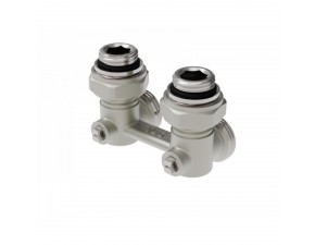 Узел угловой с шаровыми затворами для подключения радиаторов 1/2"Нх3/4 - фото - 1