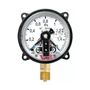 Манометр ДМ2010 0-10 кгс\см2 кл.т. 1,5 исп. V, без магнитного поджатия контактов, с фланцем - фото - 1