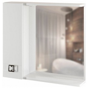 Квадро -75 зеркало лев. (свет) Белая эмаль - фото - 3