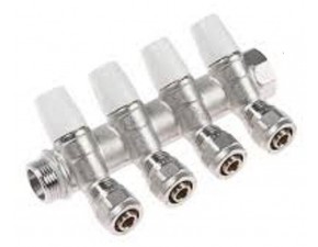 Коллектор с рег.вент. и цангами под 45* ,4 вых 3/4"г/ш х 16ц - фото - 2