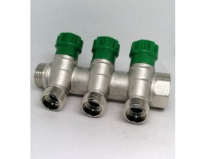 Коллектор регул.под 45* ,3 вых 3/4"г/ш х 1/2"ш (под конус) - фото - 1