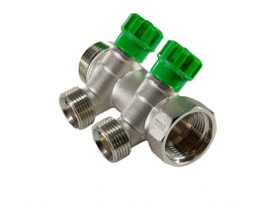 Коллектор регул.под 45* ,2 вых 1"г/ш х 3/4"ш (под евроконус или адаптер) - фото - 2