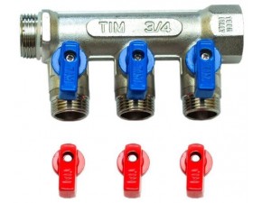 Коллектор никелиров. 3 вых 3/4" х 1/2"ш (под конус) - фото - 1