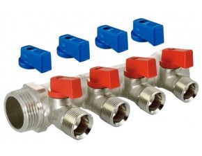 Коллектор никелиров. 4 вых 3/4" х 1/2"ш (под конус) - фото - 1