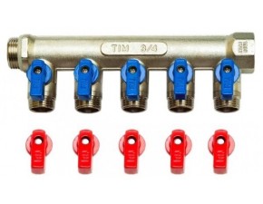 Коллектор никелиров. 5 вых 3/4" х 1/2"ш (под конус) - фото - 1