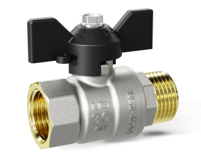Кран шаровой латунный LD Pride 47.15.B-Н.Б (внутр/наруж резьба, бабочка) GAS - фото - 1