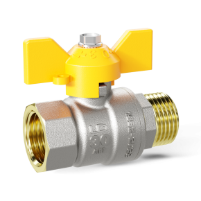 Кран шаровой латунный LD Pride 47.20.B-Н.Р (внутр/наруж. резьба, ручка) GAS - фото - 1