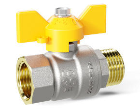 Кран шаровой латунный LD Pride 47.20.B-Н.Р (внутр/наруж. резьба, ручка) GAS - фото - 1