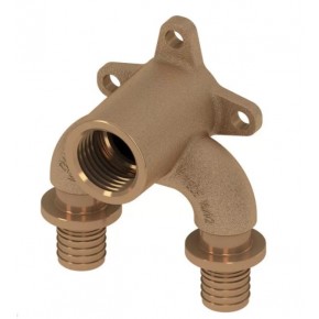 Тройник угловой с настенным креплением, закругленный 16х1/2