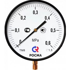 Манометр ТМ-510Р.00.М2 0-6кгс/см2 (исполнение для ЖКХ) М20х1,5 кл.1,5 - фото - 1