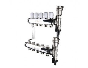 Коллекторная группа в сборе нерж.сталь 1"х3 вых. Евроконус 3/4" - фото - 1