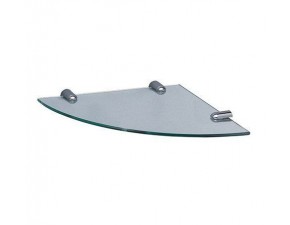 Полка стеклянная угловая ,хром 28*28 - фото - 1