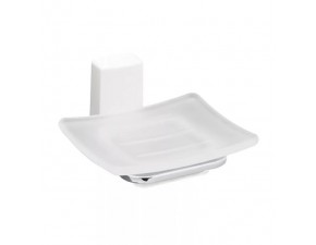 Мыльница стекло БЕЛЫЙ/хром - фото - 1