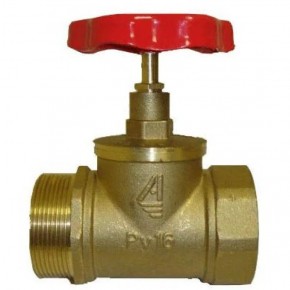 Клапан пожарного крана Ду 50 прямой латунный муфта\цапка - фото - 1