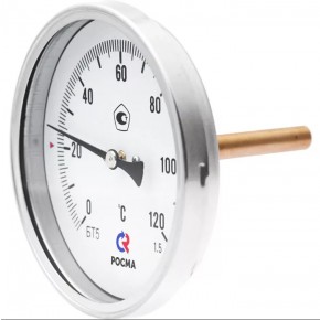 Термометр биметалл. БТ-51.211(-40+60*C)L=64мм Ду100, G1/2, кл.т.1,5 - фото - 1