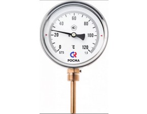 Термометр биметалл. БТ-52.211(0-120*C)L=150мм Ду100, G1/2, кл.т.1,5 - фото - 1
