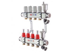 Коллекторная группа в сборе с расход. нерж.сталь 1"х4 вых. Евроконус 3/4" - фото - 1